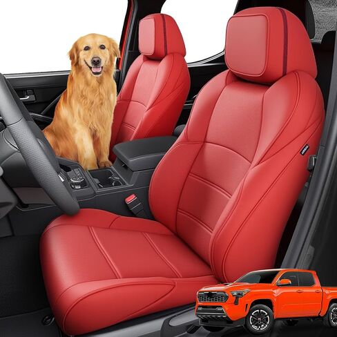 Car Seat Covers for Toyota Tacoma 2024 2025 2026 Double Cab (Gas Only), Full Set All Weather Faux Leather Pickup Truck Accessories, Full Coverage Custom Seat Protectors for Tacoma SR SR5 TRD (Black) in Saudi Arabia