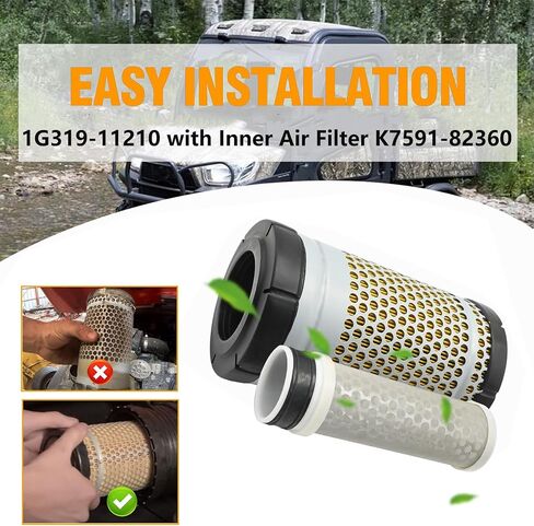 6Pcs Filter Kit 77700-05389 for Kubota RTV-X1140 X1100C X1120D Replaces OE# HH150-32094 6A320-59930 HHK70-14070 HHK32-16770 1G319-11210 with Inner Air Filter K7591-82360 in Saudi Arabia