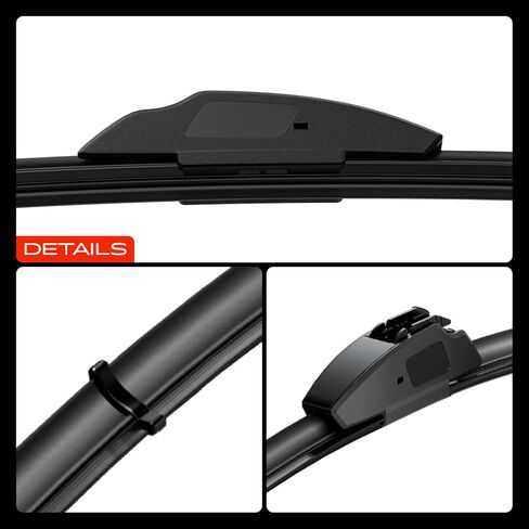 A-Premium 24"+21"+12" Windshield Wiper Blades Compatible with Mitsubishi Outlander 2007-2013 - Front Rear Wipers Blade Set for Hook/RL3 Arm Connector, with Wear Indicator & Towel (Pack of 3) in Kuwait