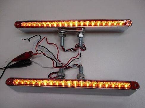 United Pacific 12" L Clear Lens Amber LED Double Face Semi Truck and Trailer Light Bars, 3 Wire, 2 Pack in Kuwait