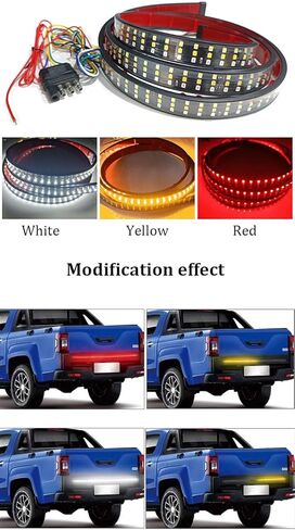 Tianle 60 Inch Truck Tailgate Light Bar, Triple Row LED Truck Tailgate Side Bed Light Bar Strip Sequential Amber Brake Running Turn Signal Red/White Reverse for Pick Up Truck SUV (60 inch) in Saudi Arabia