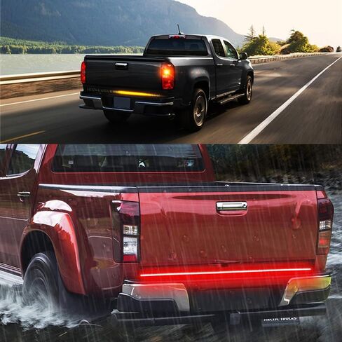 Tianle 60 Inch Truck Tailgate Light Bar, Triple Row LED Truck Tailgate Side Bed Light Bar Strip Sequential Amber Brake Running Turn Signal Red/White Reverse for Pick Up Truck SUV (60 inch) in Saudi Arabia