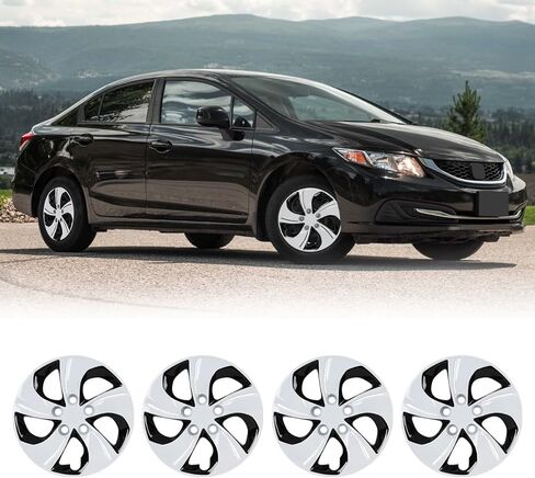 عجلة فولاذية مقاس 15 بوصة من NIXON OFFROAD تناسب 2013-2015 Honda Civic Sedan/2013 Honda Civic Coupe، Hubcaps 4 قطع - طلاء أسود وأحمر + تركيب مسمار in Kuwait