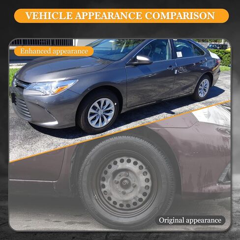 غطاء حافة العجلة مقاس 16 بوصة لسيارة Toyota Camry 2015-2017 والهجينة، أغطية محورية بتصميم سهل التركيب متوافقة مع العجلات الفولاذية، أغطية محور حماية من البولي بروبيلين - طلاء فضي مقاس 16 بوصة in Kuwait