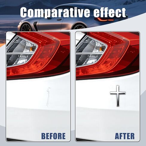 8 PCS Car Cross 3D Christian Decals, Zinc Alloy Metallic Cross Stickers for Car, Self-Adhesive Christian Car Accessories 2.5"×1.8" (Silver) in Saudi Arabia
