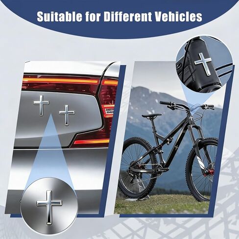 8 PCS Car Cross 3D Christian Decals, Zinc Alloy Metallic Cross Stickers for Car, Self-Adhesive Christian Car Accessories 2.5"×1.8" (Silver) in Saudi Arabia