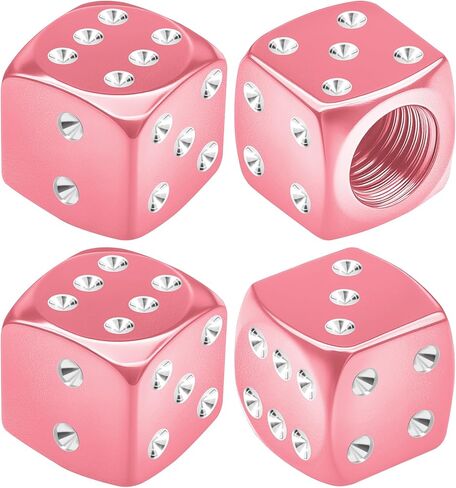 4PCS Dice Style Tire Valve Stem Caps, Car Tire Caps, Aluminum Alloy Wheel Valve Covers with Rubber O-Ring, Dustproof Airtight Seal Wheel Stem Covers for SUV Truck Bike Motorcycle (Green) in Kuwait
