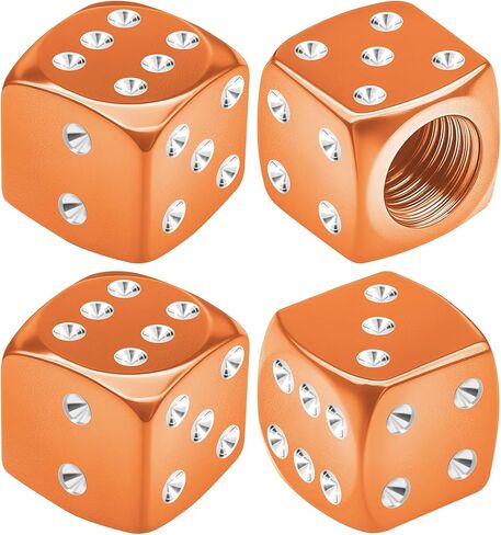 4PCS Dice Style Tire Valve Stem Caps, Car Tire Caps, Aluminum Alloy Wheel Valve Covers with Rubber O-Ring, Dustproof Airtight Seal Wheel Stem Covers for SUV Truck Bike Motorcycle (Green) in Kuwait