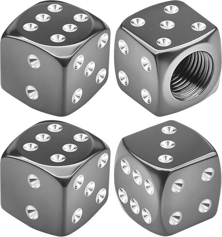 4PCS Dice Style Tire Valve Stem Caps, Car Tire Caps, Aluminum Alloy Wheel Valve Covers with Rubber O-Ring, Dustproof Airtight Seal Wheel Stem Covers for SUV Truck Bike Motorcycle (Green) in Kuwait