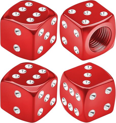4PCS Dice Style Tire Valve Stem Caps, Car Tire Caps, Aluminum Alloy Wheel Valve Covers with Rubber O-Ring, Dustproof Airtight Seal Wheel Stem Covers for SUV Truck Bike Motorcycle (Green) in Kuwait