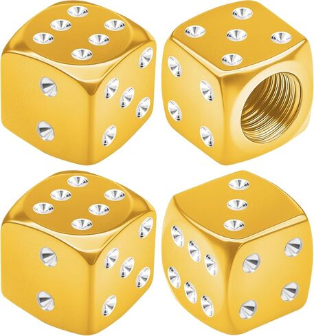 4PCS Dice Style Tire Valve Stem Caps, Car Tire Caps, Aluminum Alloy Wheel Valve Covers with Rubber O-Ring, Dustproof Airtight Seal Wheel Stem Covers for SUV Truck Bike Motorcycle (Green) in Kuwait