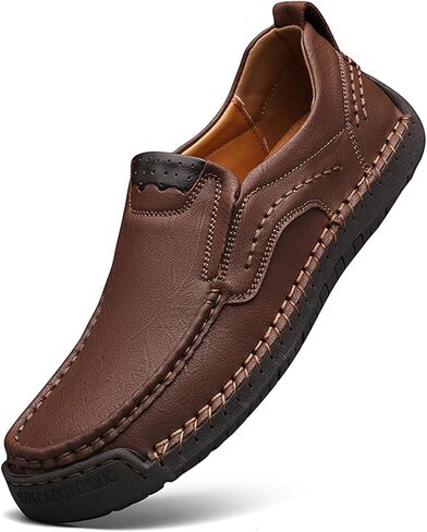 GREKS Men's Handmade Leather Slip-On Loafers, Casual Comfortable Breathable Driving Shoes in Saudi Arabia