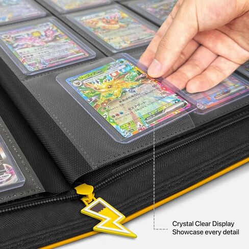 Toploader Binder, Oversized 9 Pocket 252 Top loaders Holder with Customizable Label Slot and Side-Loading Sleeves for Trading Cards in 3" x 4" Toploader (Sparky) in Saudi Arabia