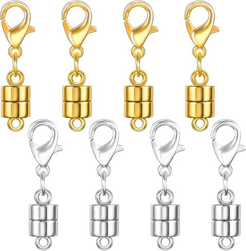8 Pack Magnetic Necklace Clasps and Closures with Lobster Clasp, 18K Gold and Silver Plated Jewelry Clasps Converters, Suitable for Bracelet Necklaces Anklet Chains, Gold&Silver in Saudi Arabia