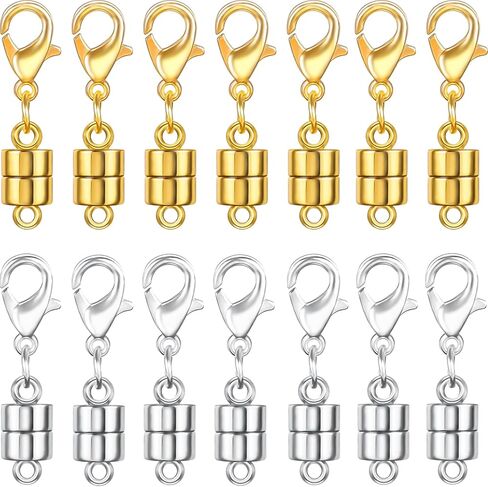 8 Pack Magnetic Necklace Clasps and Closures with Lobster Clasp, 18K Gold and Silver Plated Jewelry Clasps Converters, Suitable for Bracelet Necklaces Anklet Chains, Gold&Silver in Saudi Arabia