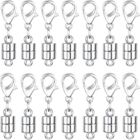 8 Pack Magnetic Necklace Clasps and Closures with Lobster Clasp, 18K Gold and Silver Plated Jewelry Clasps Converters, Suitable for Bracelet Necklaces Anklet Chains, Gold&Silver in Saudi Arabia