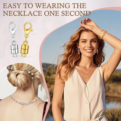 8 Pack Magnetic Necklace Clasps and Closures with Lobster Clasp, 18K Gold and Silver Plated Jewelry Clasps Converters, Suitable for Bracelet Necklaces Anklet Chains, Gold&Silver in Saudi Arabia