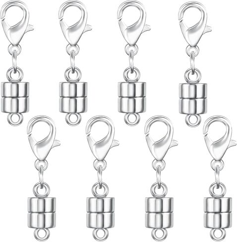 8 Pack Magnetic Necklace Clasps and Closures with Lobster Clasp, 18K Gold and Silver Plated Jewelry Clasps Converters, Suitable for Bracelet Necklaces Anklet Chains, Gold&Silver in Saudi Arabia
