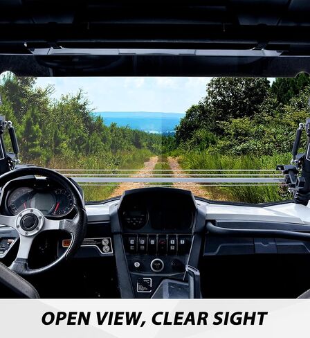 SAUTVS Flip Up Windshield Compatible with Can-Am Commander 800 1000 Max 2011-2020 Accessories, Front 3-in-1 Adjustable 1/5" Hard Coated Poly Windshield, Set to Open, Vented Or Closed in Kuwait