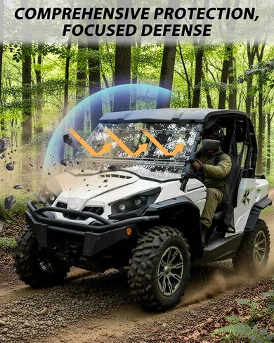 SAUTVS Flip Up Windshield Compatible with Can-Am Commander 800 1000 Max 2011-2020 Accessories, Front 3-in-1 Adjustable 1/5" Hard Coated Poly Windshield, Set to Open, Vented Or Closed in Kuwait