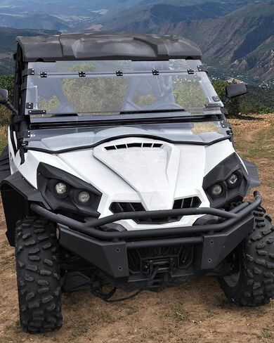 SAUTVS Flip Up Windshield Compatible with Can-Am Commander 800 1000 Max 2011-2020 Accessories, Front 3-in-1 Adjustable 1/5" Hard Coated Poly Windshield, Set to Open, Vented Or Closed in Kuwait