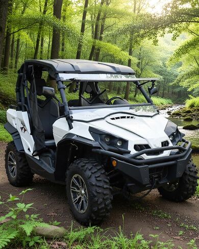 SAUTVS Flip Up Windshield Compatible with Can-Am Commander 800 1000 Max 2011-2020 Accessories, Front 3-in-1 Adjustable 1/5" Hard Coated Poly Windshield, Set to Open, Vented Or Closed in Kuwait