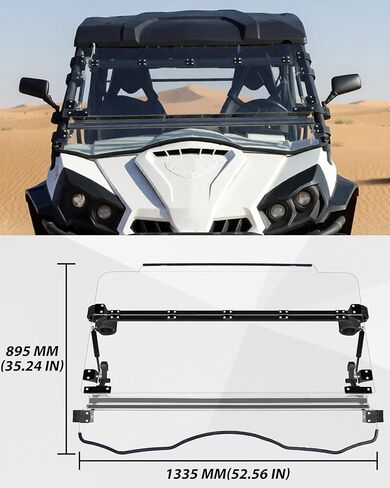 SAUTVS Flip Up Windshield Compatible with Can-Am Commander 800 1000 Max 2011-2020 Accessories, Front 3-in-1 Adjustable 1/5" Hard Coated Poly Windshield, Set to Open, Vented Or Closed in Kuwait