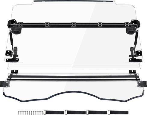 SAUTVS Flip Up Windshield Compatible with Can-Am Commander 800 1000 Max 2011-2020 Accessories, Front 3-in-1 Adjustable 1/5" Hard Coated Poly Windshield, Set to Open, Vented Or Closed in Kuwait