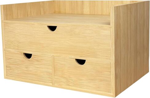 Bamboo Desk Organizer with 2 Drawers, Desktop Drawers Wooden Storage Box 13.4 x 7.1 x 7.5 Inches Countertop Organizer for Office Supplies, Solid Wood Tabletop Drawer No Assembly Required in Kuwait