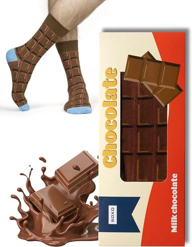 جوارب Soxo Chocolate للرجال والنساء المضحكة، جوارب قطنية للرجال، هدايا للسيدات، هدايا للرجال بمقاسين in Saudi Arabia