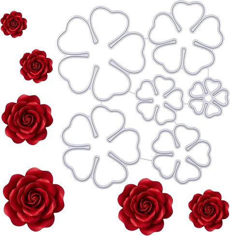 6pcs Carbon Steel 3D Rose Flower Metal Cutting Dies - Troqueles De Metal para Manualidadesfloral Embossing Stencils for DIY Scrapbooking Card Making in Saudi Arabia