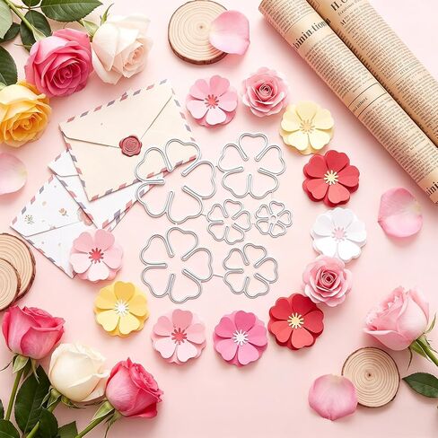 6pcs Carbon Steel 3D Rose Flower Metal Cutting Dies - Troqueles De Metal para Manualidadesfloral Embossing Stencils for DIY Scrapbooking Card Making in Saudi Arabia