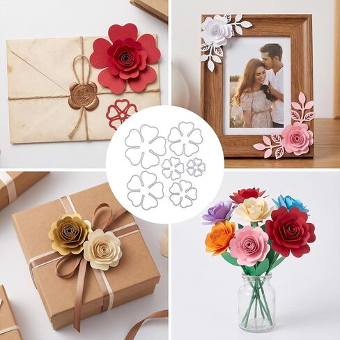 6pcs Carbon Steel 3D Rose Flower Metal Cutting Dies - Troqueles De Metal para Manualidadesfloral Embossing Stencils for DIY Scrapbooking Card Making in Saudi Arabia
