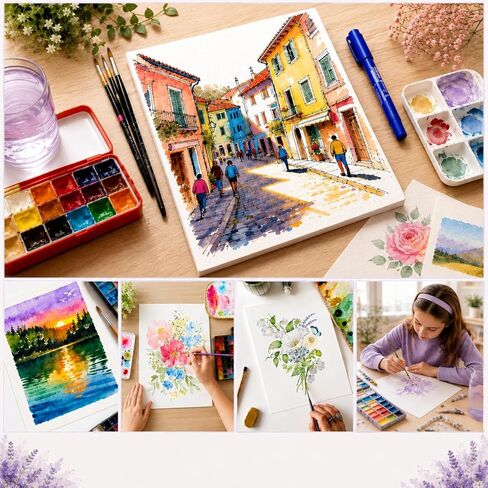 Fyess 80 Sheets Watercolor Paper 8.5x11 Inch, 110lb/230gsm Cold Press Watercolor Paper Bulk, Thick Acid-Free White Art Paper for Watercolor, Acrylic, Gouache, Drawing & Sketching in Saudi Arabia