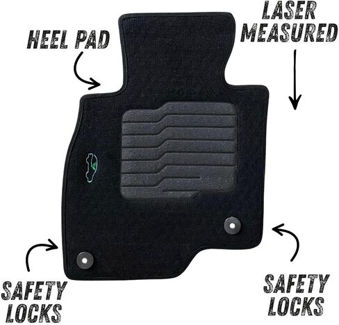 ecoMats Carpet Floor Mats for 2014 to 2021 Mazda 6 with Non-Slip Driver Heel Pad and Safety Locks, Front and Rear, Black in Kuwait