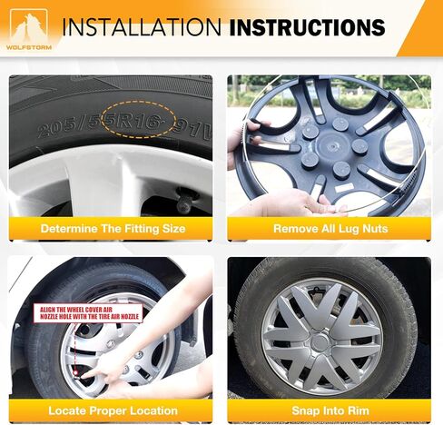 أغطية إطارات WOLFSTORM مقاس 16 بوصة لسيارة Toyota Sienna 2004-2010 عجلات فولاذية، أغطية إطارات سيارة R16 سهلة التركيب مقاس 16 بوصة مجموعة غطاء حافة العجلة مكونة من 4 قطع، طلاء in Kuwait