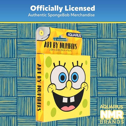 مجموعة AQUARIUS Spongebob Squarepants Face Micro Art بالأرقام، (3.5 × 3.5 بوصة) طلاء حسب الأرقام، مجموعة طلاء أكريليك، فرش، بضائع سبونج بوب الرسمية in Kuwait