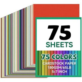 75 Sheets 5 x 7 Colored Cardstock,Assorted Colored Cardstock 75 Colors 180GSM/65LB Multicolor Construction Paper for Party Decorations,DIY Crafts, School Supplies. (75, 5X7in) in Saudi Arabia