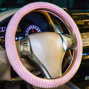 Cooling Car Steering Wheel Cover for Men Women Pearl Flannel Luxury Steering Wheel Protector Handmade Beads Anti-Slip Breathable Cool in Summer 15 Inch Universal Interior Accessories Black in Saudi Arabia