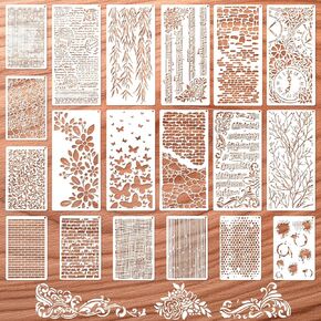19 PCS Stencils for Crafts Reusable Texture Stencils Mixed Layering Pattern Background Stencil Leaf Floral Drawing Templates Border for Painting on Wood Furniture Paper Scrapbook Wall in Saudi Arabia