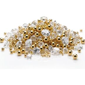 1400 Pcs Gold Polished Faux Diamond and Pearl Beads Vase Filler No Hole Glass Resin Pearls for Table Scatters Wedding Centerpiece Party DIY Home Decor (Gold, 4/6/8mm) in Saudi Arabia