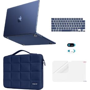 MOSISO Compatible with MacBook Air 13 inch Case M5 M4 M3 M2 2026-2022 A3449 A3240 A3113 A2681, Hard Shell&Sixteen Grid Puffy Bag&Keyboard Skin&Webcam Cover&ScreenFilm for MacBook Air 13.6, Midnight in Saudi Arabia