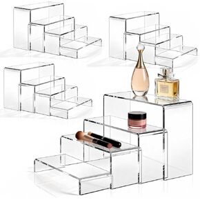 16 Pcs Acrylic Risers 4 Sizes(7" L~9" L) Riser Display Shelf Cupcake Stand Display Cabinet Clear Rectangular Display Stands Set in Saudi Arabia