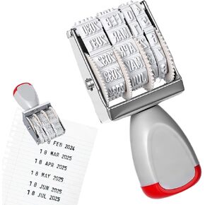 Rubber Stamp Line Dater, Date Stamper Self Inking, Date Stamp Roller Office Stamps Rotating for Eggs Scrapbooking DIY Craft Card Planner Calendar in Kuwait