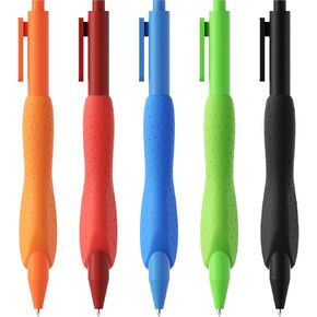 ELETIUO 5-Pack Ergonomic Ballpoint Pens,1mm Medium Point Black Ink Retractable Pen with Anti-Slip Silicone Grip,Center-of-Gravity Balance Design for Smooth Writing for Office and School Supplies in Kuwait