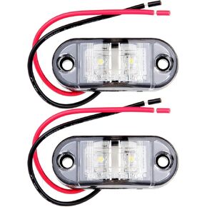 2x Clear 2 Diode LED Trailer Side Marker Light Oval Trailer Running Lights Waterproof Trailer Marker Lights Indiors Sealed Waterproof For RV per in Kuwait