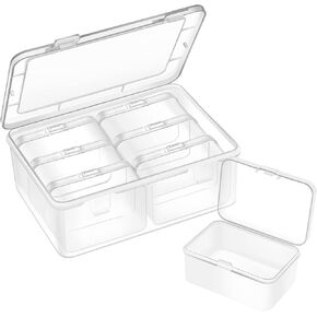 Mathtoxyz 2PCS Small Bead Organizers and Storage, Clear Bead Storage Containers Rectangle Bead Holder Plastic Cases Transparent Boxes for Nail DIY Craft Making Jewelry Battery Screw in Kuwait