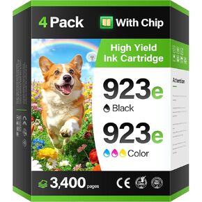 923 923e Ink Cartridges with chip 4-Pack High Yield Replacement for HP 923 923e 923XL Ink Compatible for HP OfficeJet Pro 8135e 8138e 8139e 8122e 8120 8123 8130 8133 Printers Black Cyan Magenta Yellow in Saudi Arabia