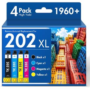 Remanufactured Replacement for 202XL WF-2860 Ink Cartridges Multipack for Epson Printer Workforce WF-2860 WF 2860 Expression Home XP-5100 (4 Pack B/C/M/Y) in Kuwait