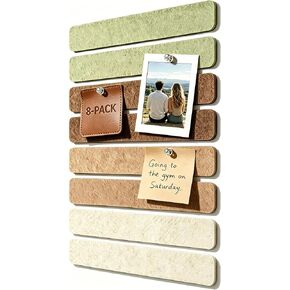 Felt Strip Bulletin Board,8-Pack Cork Board Alternative Bar Strips Boards–13" x 2" Felt Wall Tiles with 48 Push Pins&48 Adhesive Tapes,Removable Adhesive Install Felt Pin Board for Wall,Home Office in Saudi Arabia